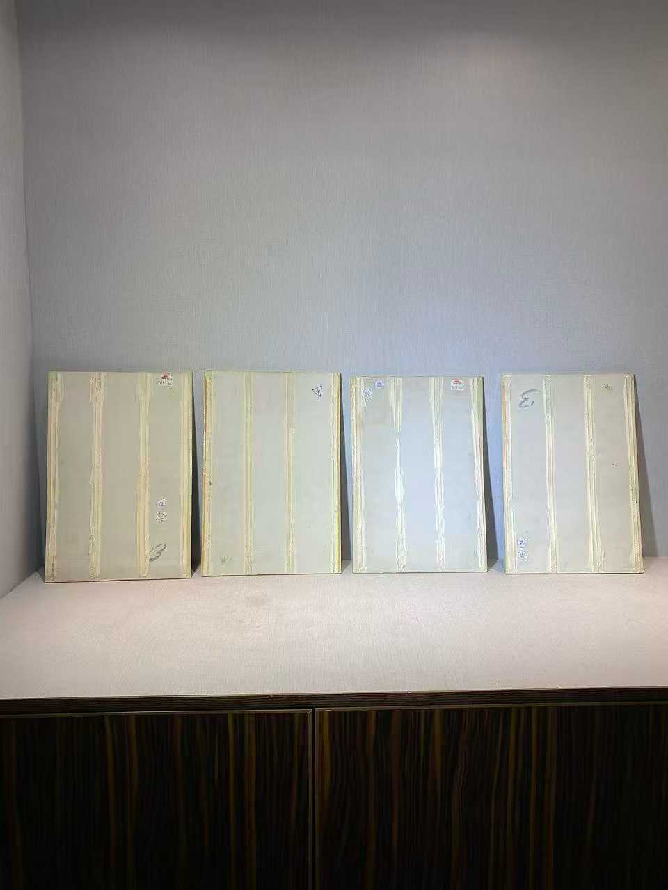 粉彩文人四雅诗文瓷板一组4块