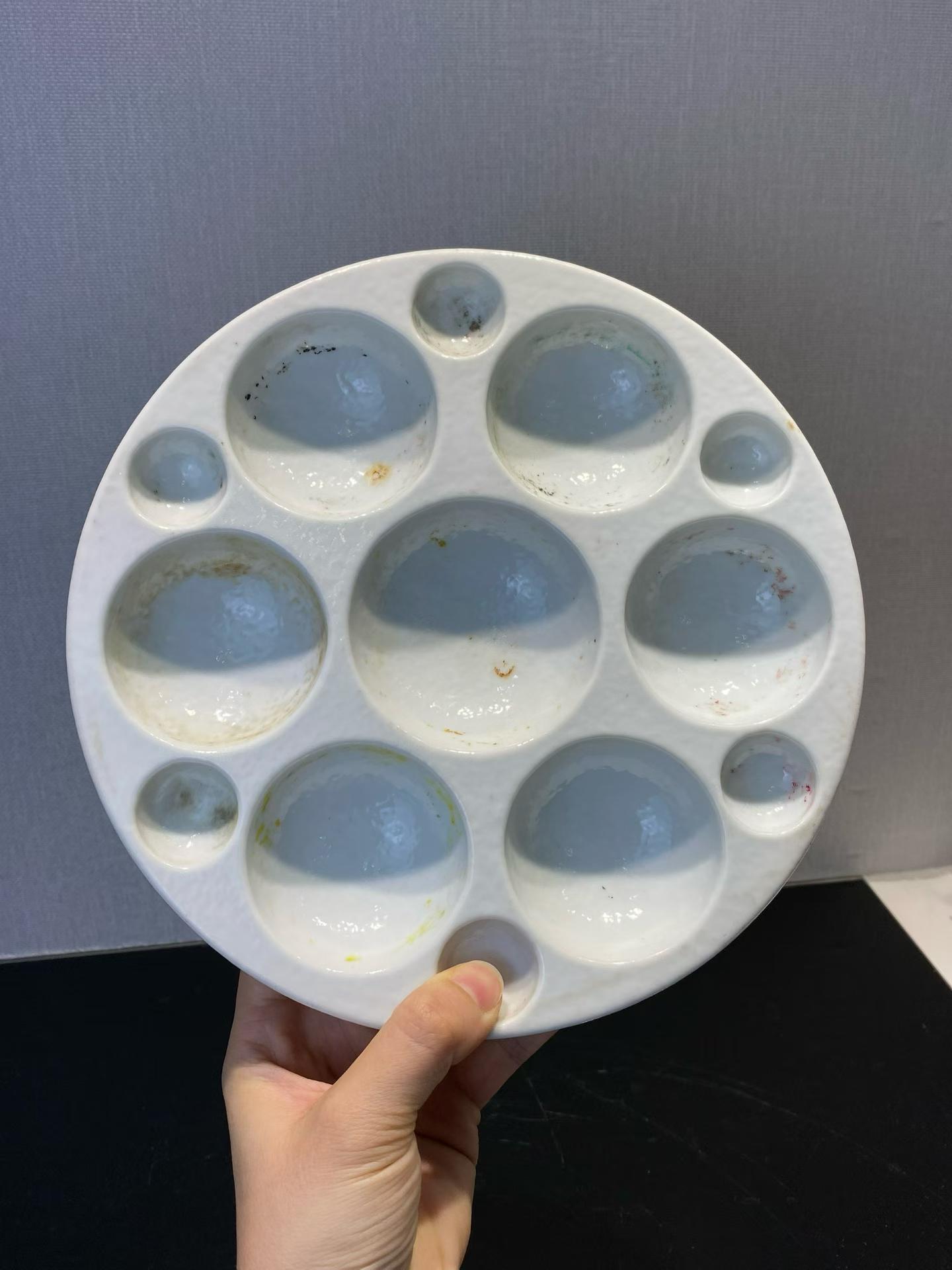白釉调色盘