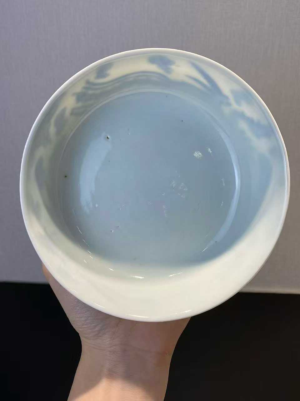 青花云凤纹浅碗  款：锦堂福记