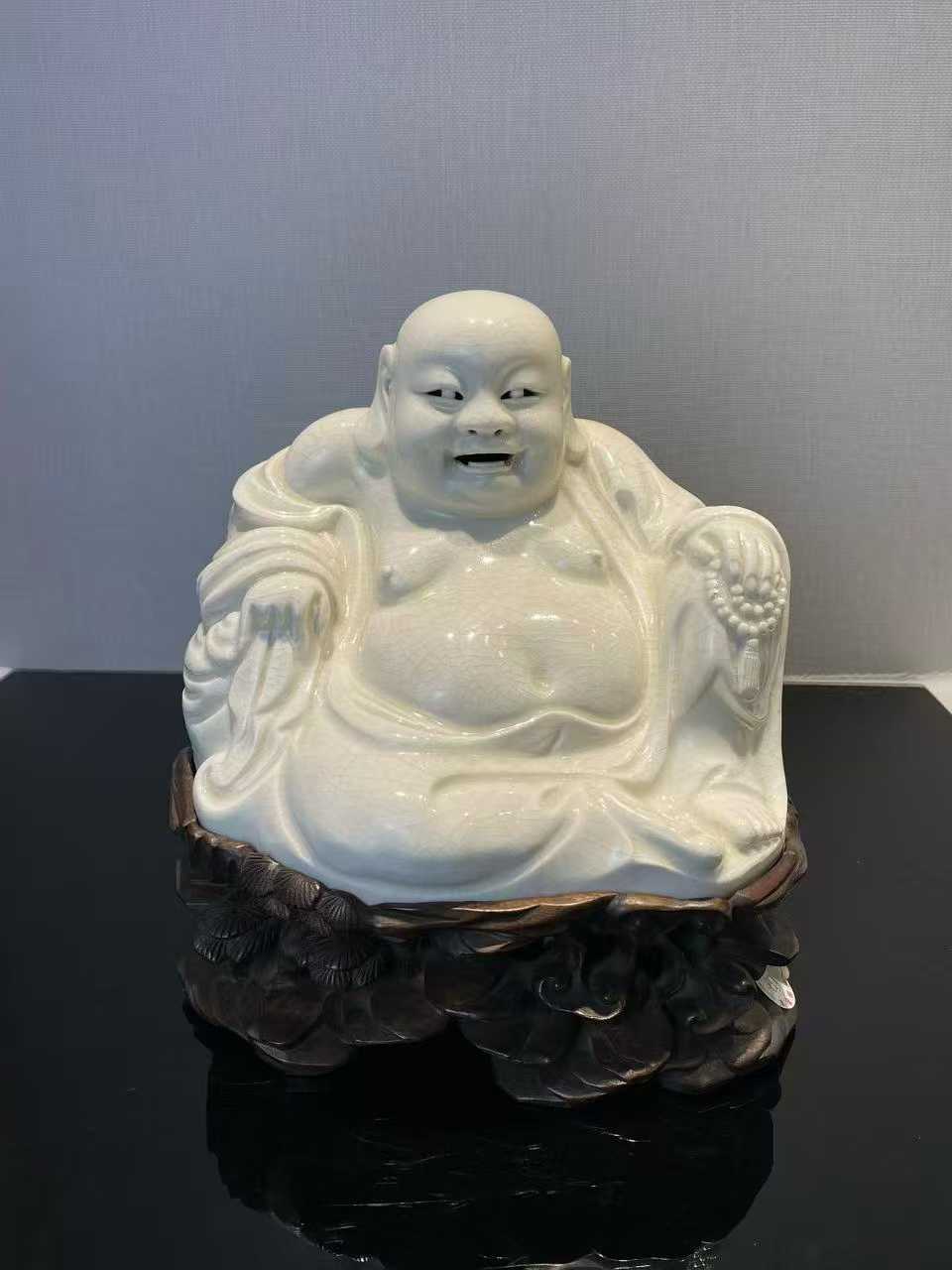 漳州窑白釉弥勒佛带座