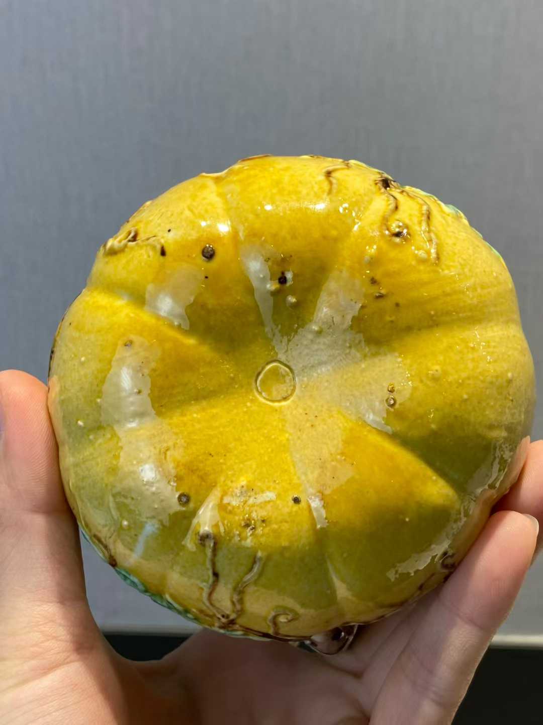 素三彩仿生瓷一鸣惊人南瓜形茶壶