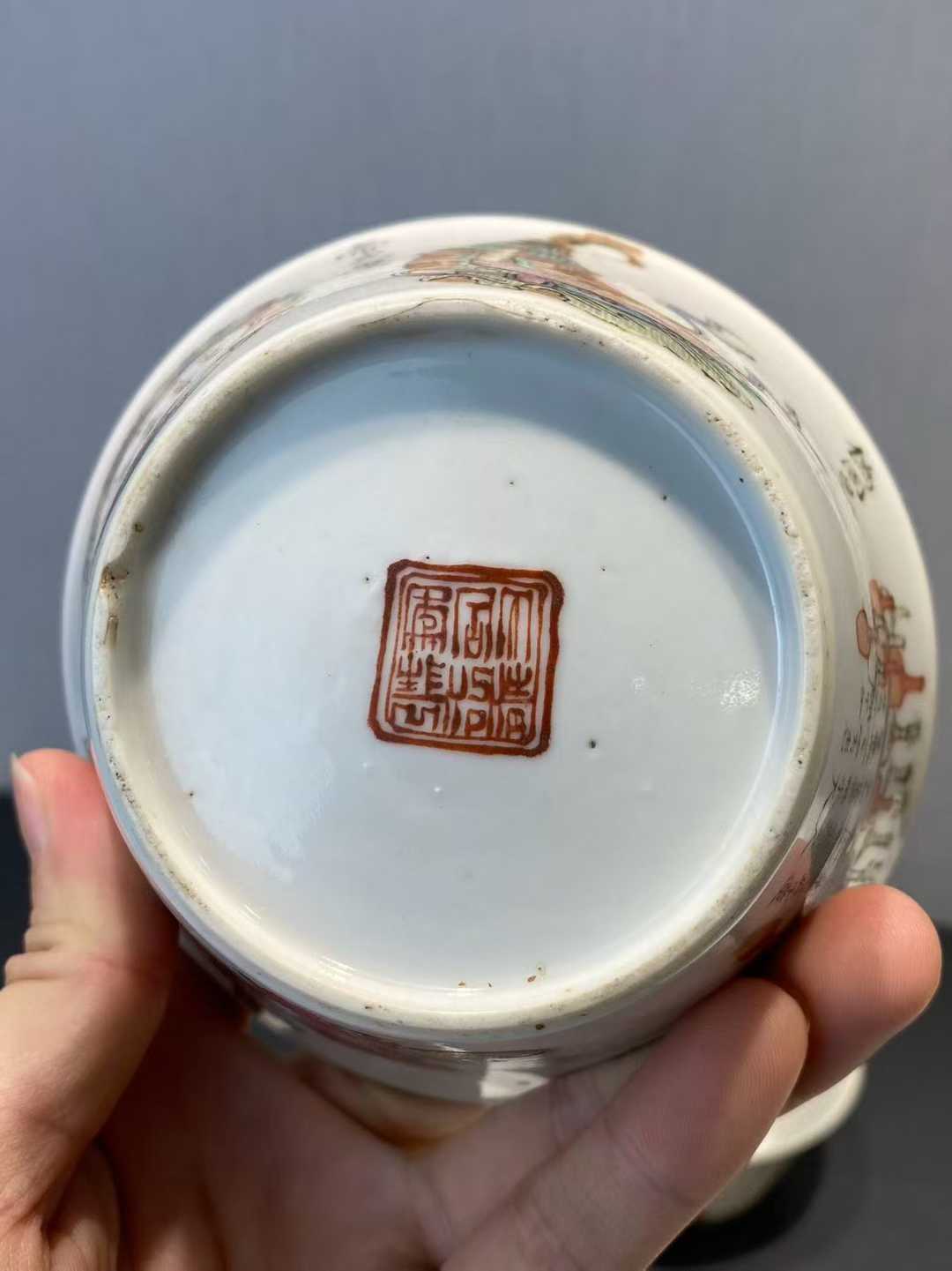 粉彩无双谱马蹄杯一套8个 款：大清同治年制