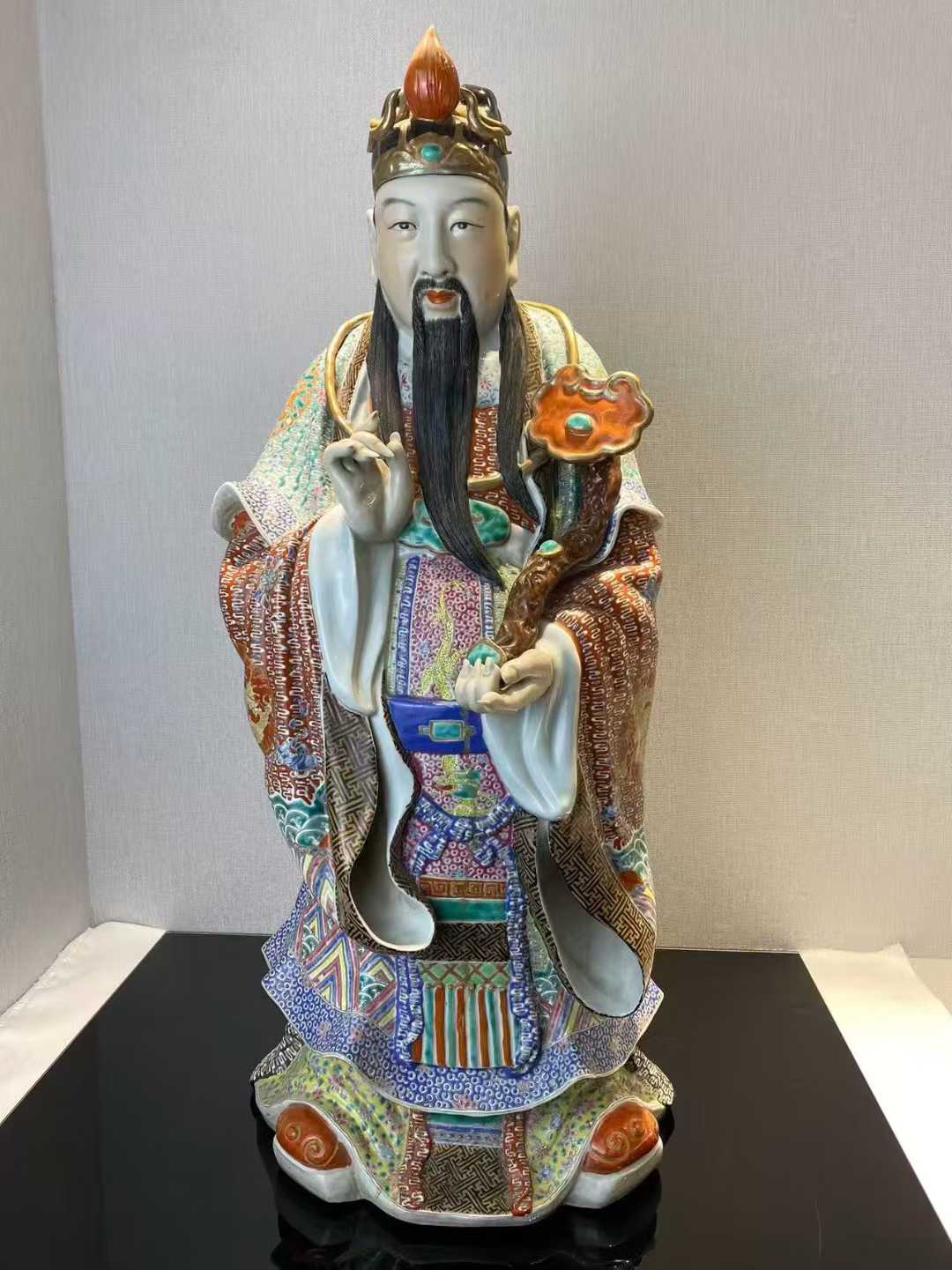 粉彩福禄寿塑像 款：福建会馆，阮敬铠造