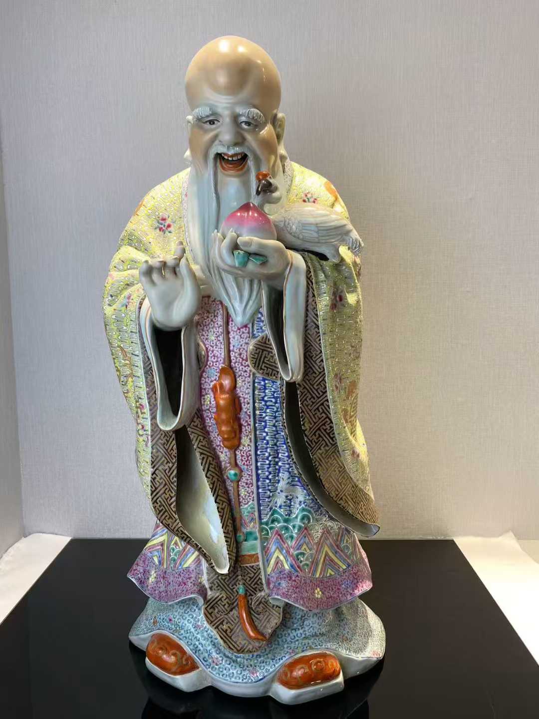 粉彩福禄寿塑像 款：福建会馆，阮敬铠造