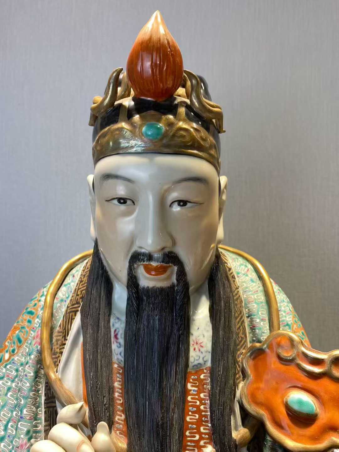粉彩福禄寿塑像 款：福建会馆，阮敬铠造