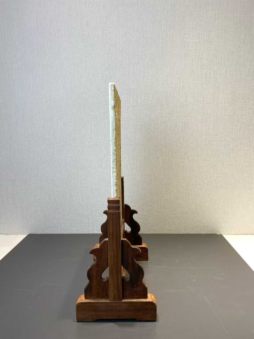 浅绛彩花鸟诗文砚屏 名家：毛子羿
