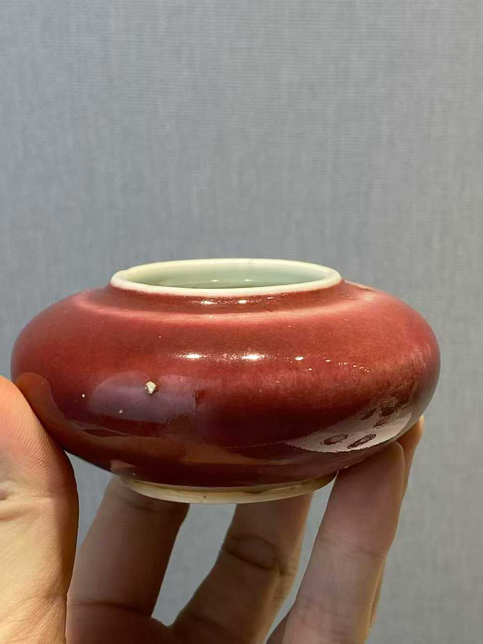 霁红釉水盂  款：宣德年制