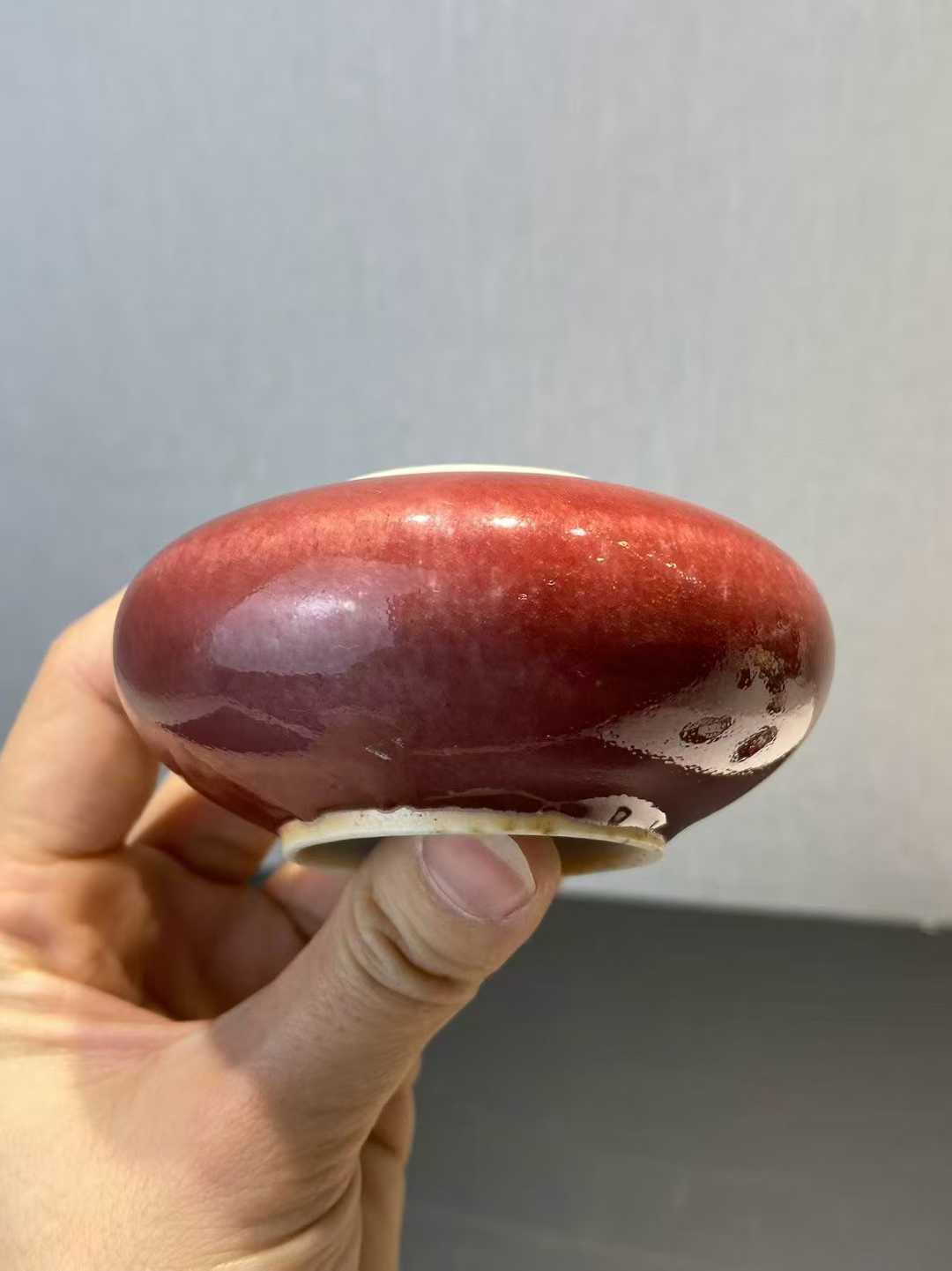 霁红釉水盂  款：宣德年制