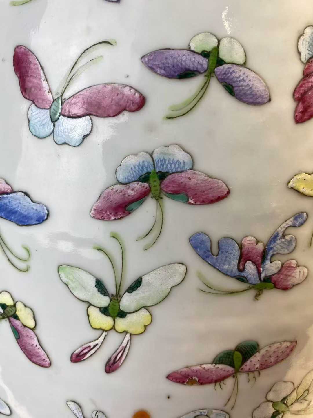 粉彩百蝶纹蟠龙花口瓶