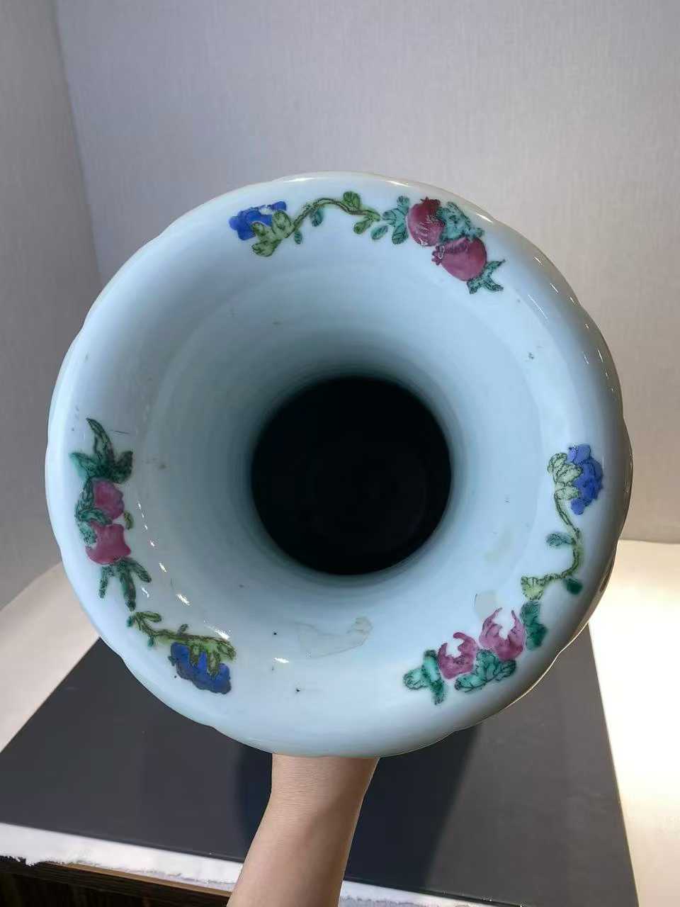 粉彩百蝶纹蟠龙花口瓶