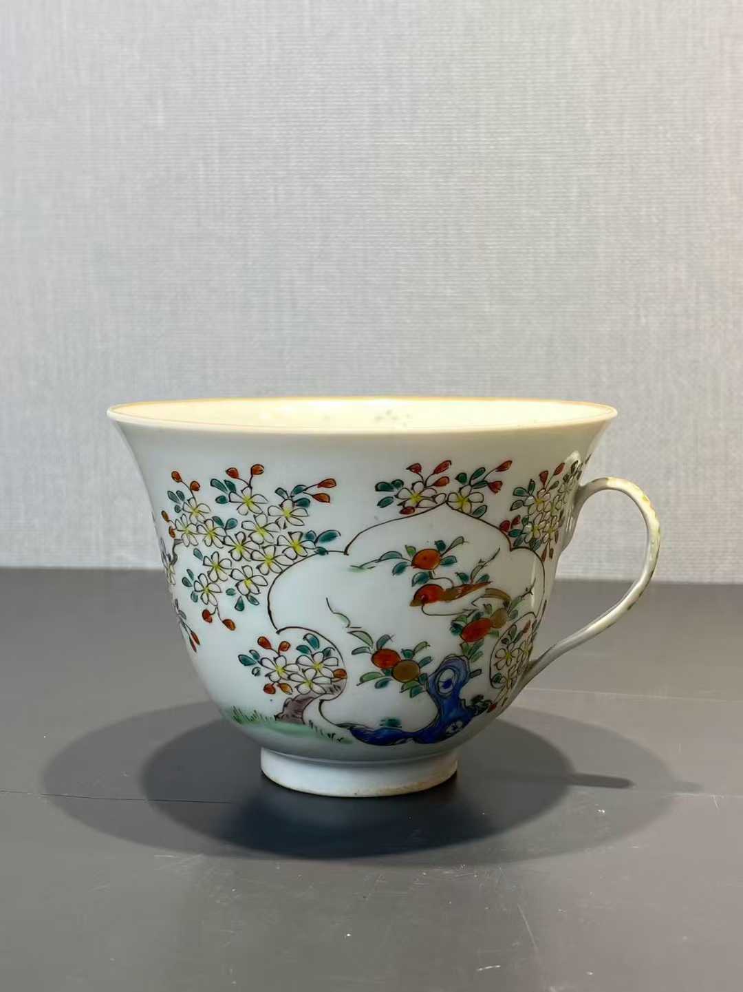 广彩花鸟纹单耳杯