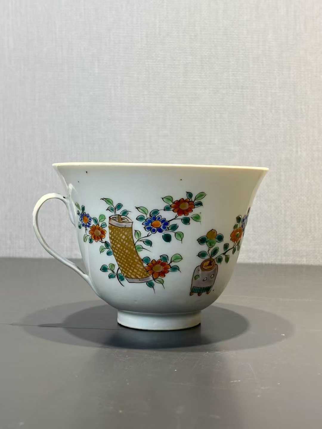 广彩花鸟纹单耳杯