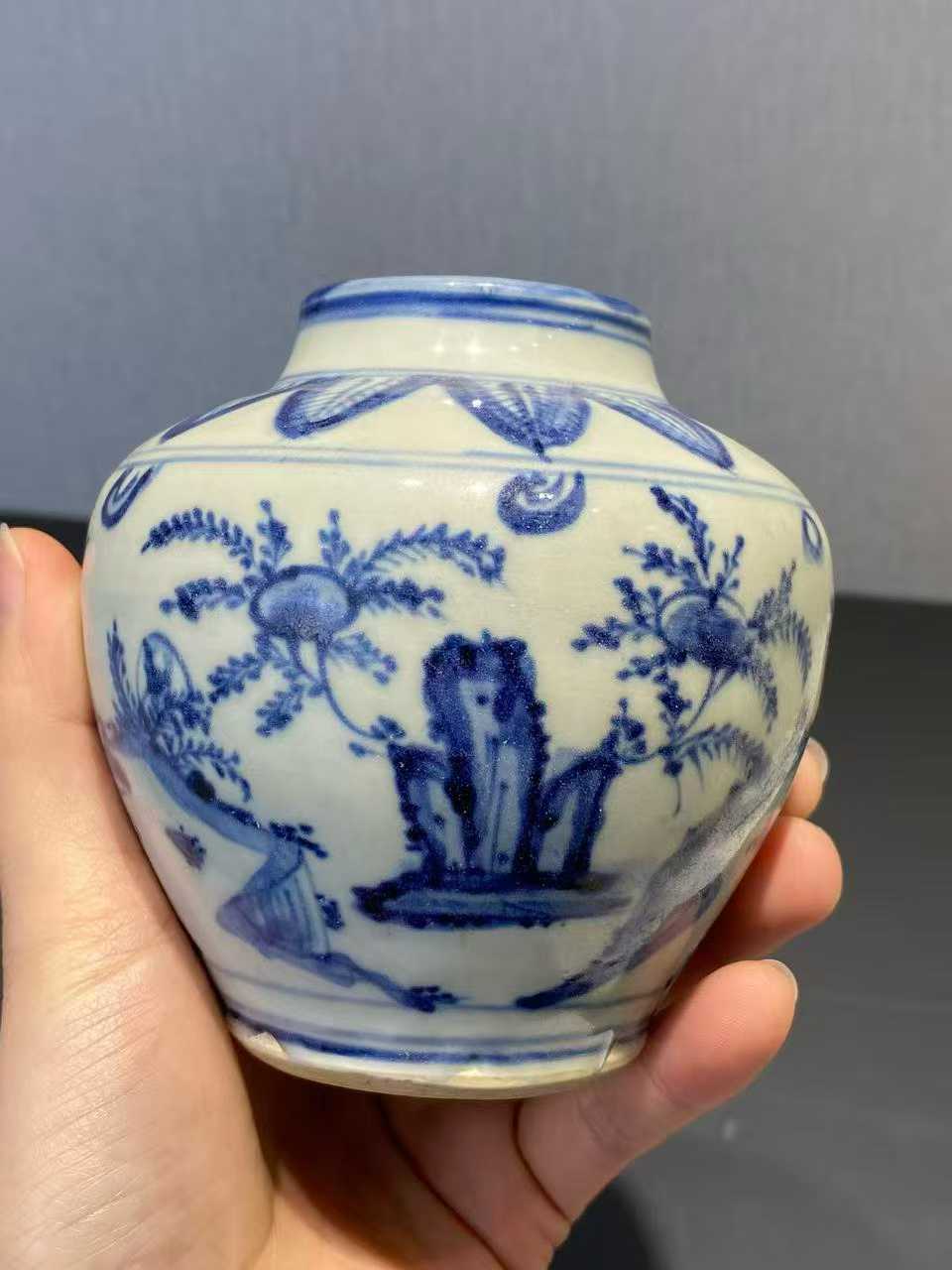 青花高士图小罐