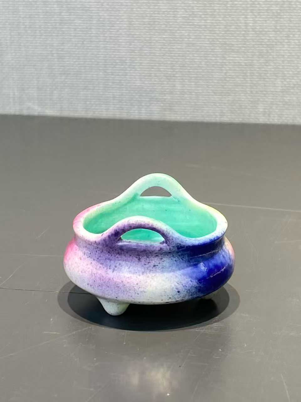 桃花洞釉桥耳小琴炉