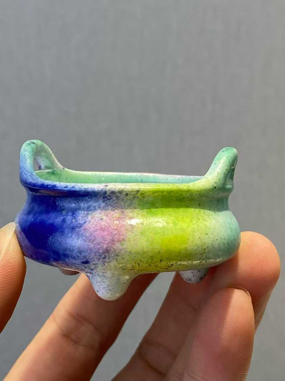 桃花洞釉桥耳小琴炉