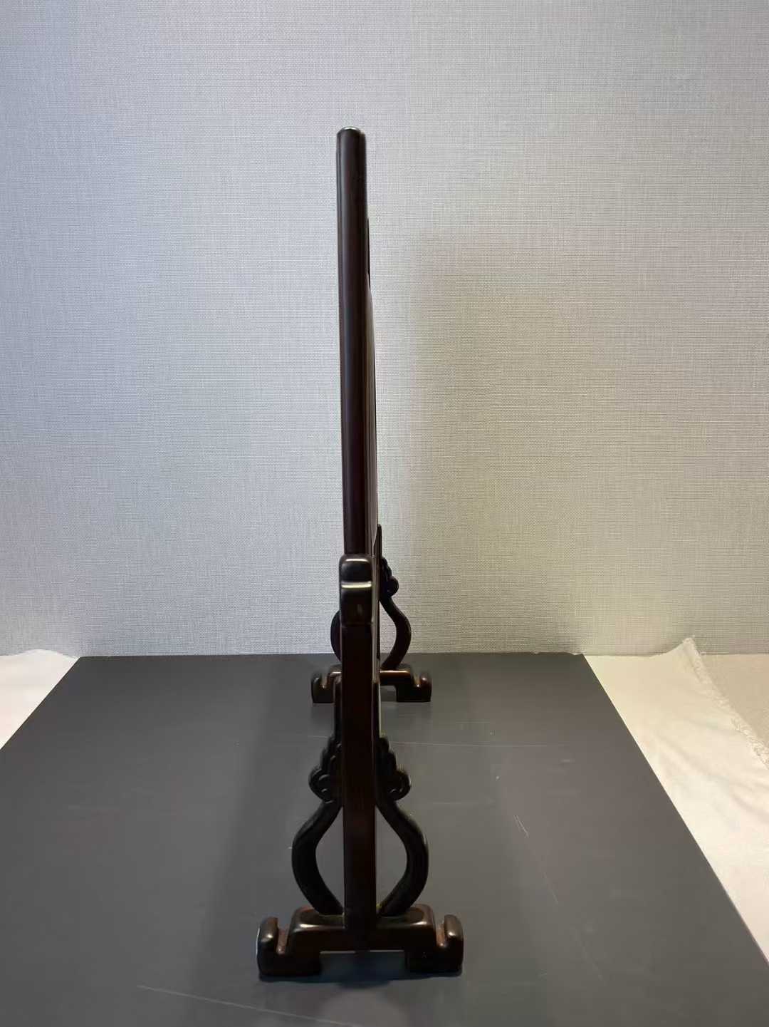 浆胎青花渔家乐瓷板（瓷板是康熙，木框是酸枝） 款：大明成化年制