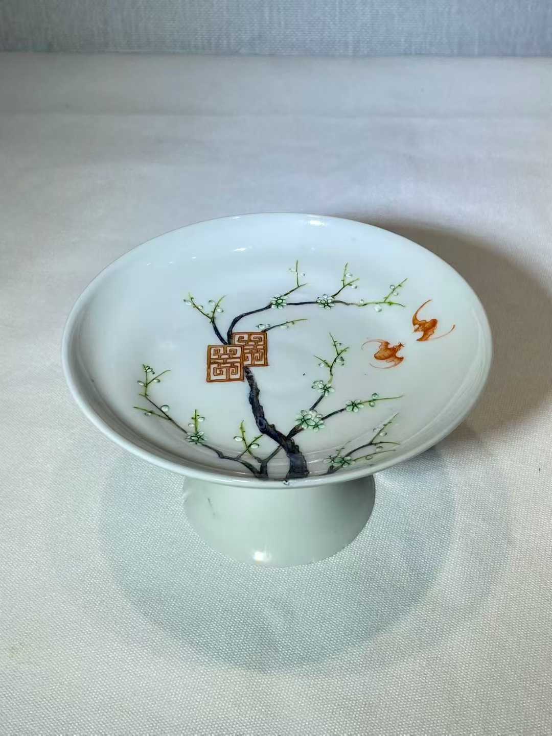 粉彩福寿纹高足盘 款：大清光绪年制