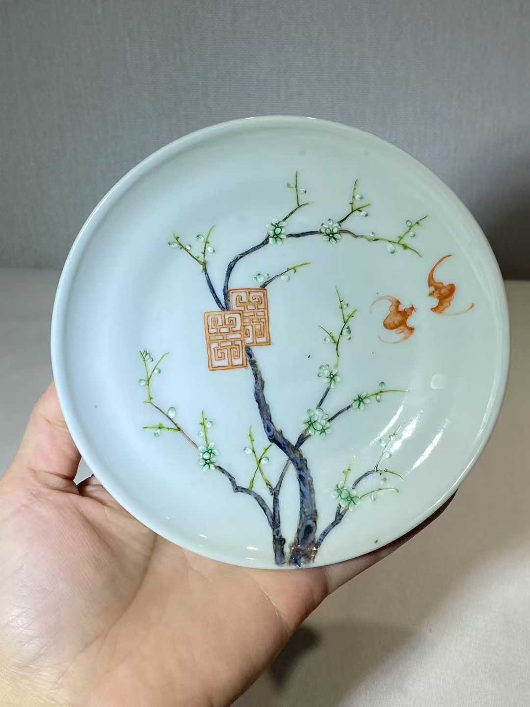 粉彩福寿纹高足盘 款：大清光绪年制