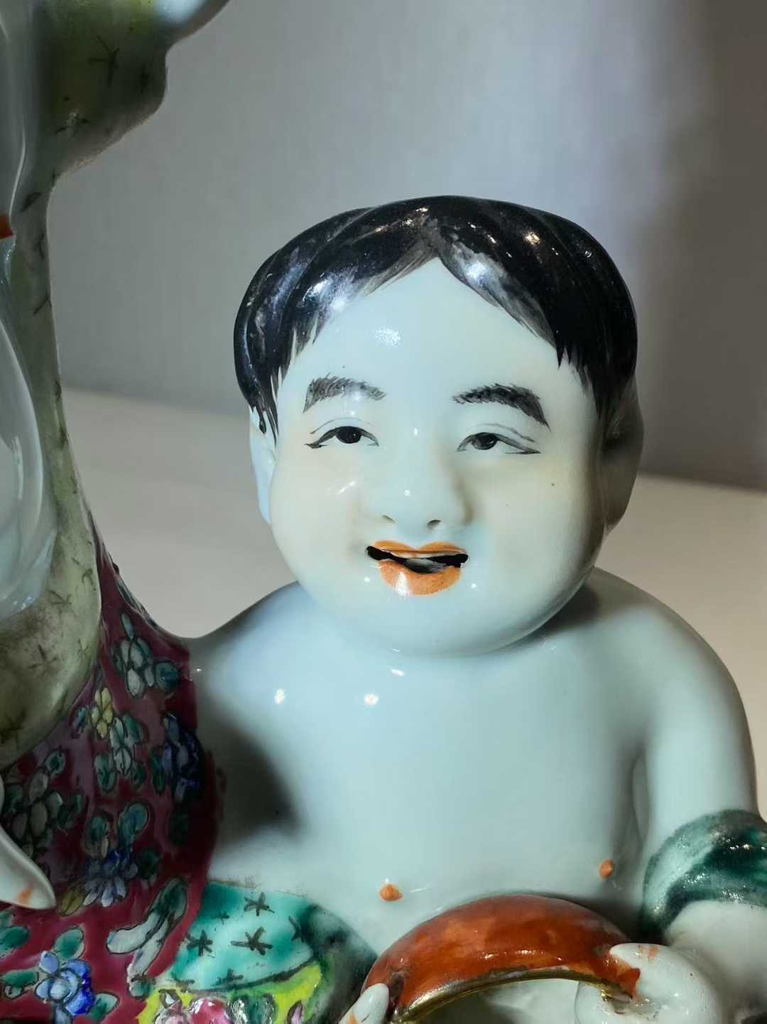 粉彩和合二仙人物塑像