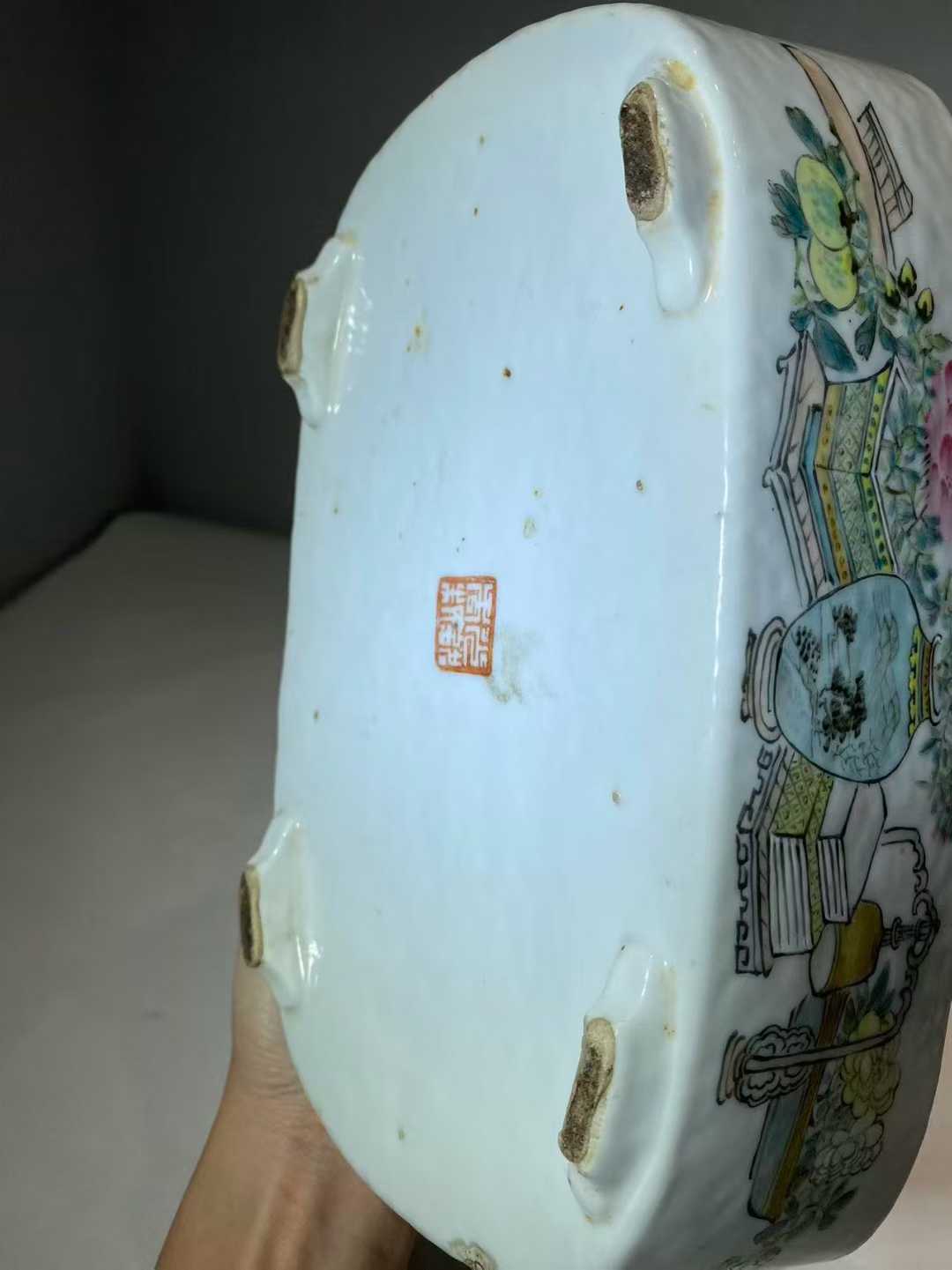 浅降彩博古诗文水仙盆