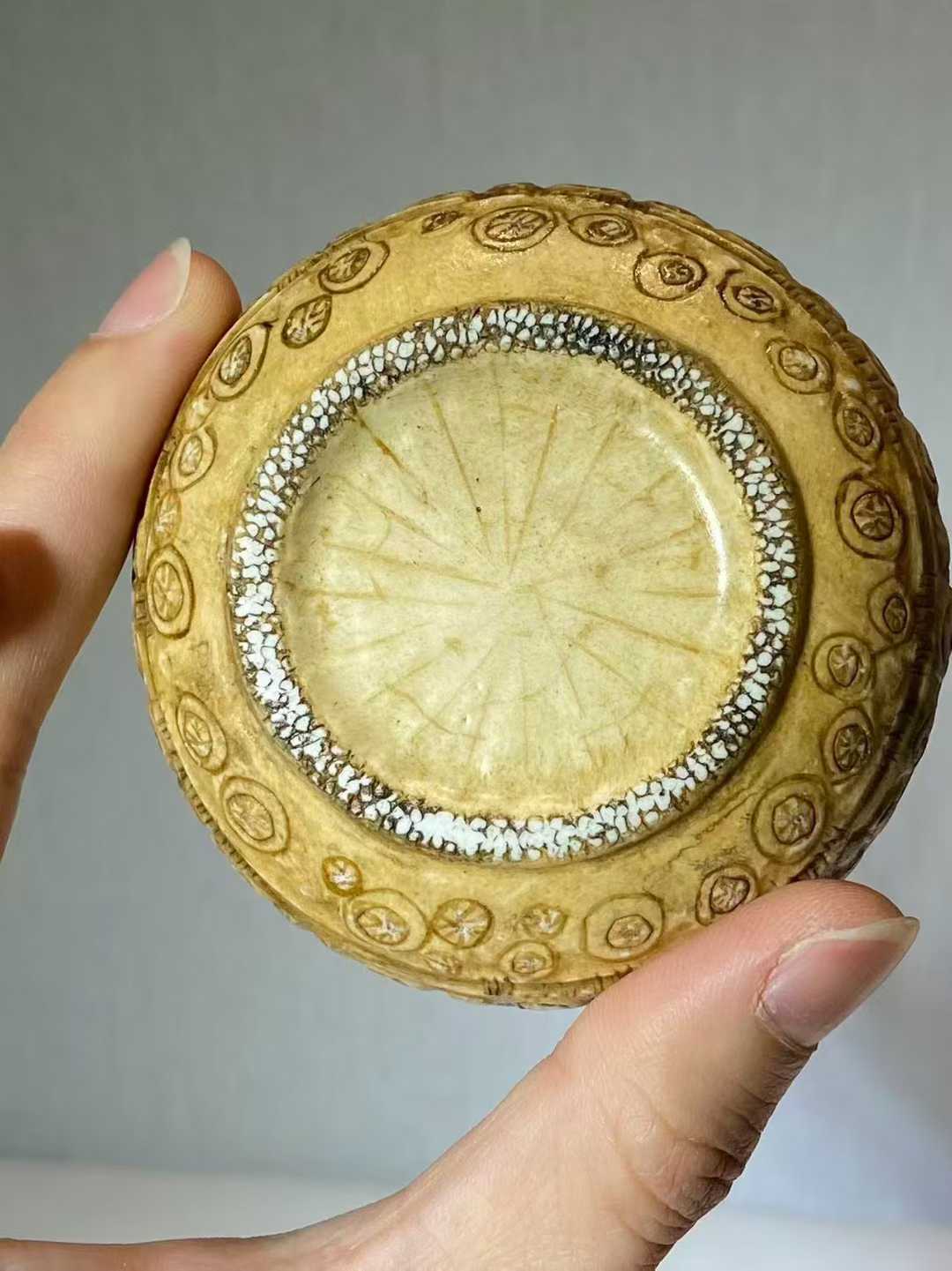 仿生瓷竹节纹印泥盒