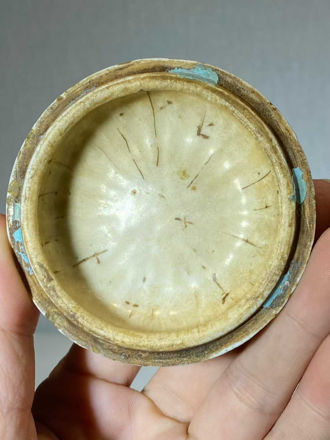 仿生瓷竹节纹印泥盒