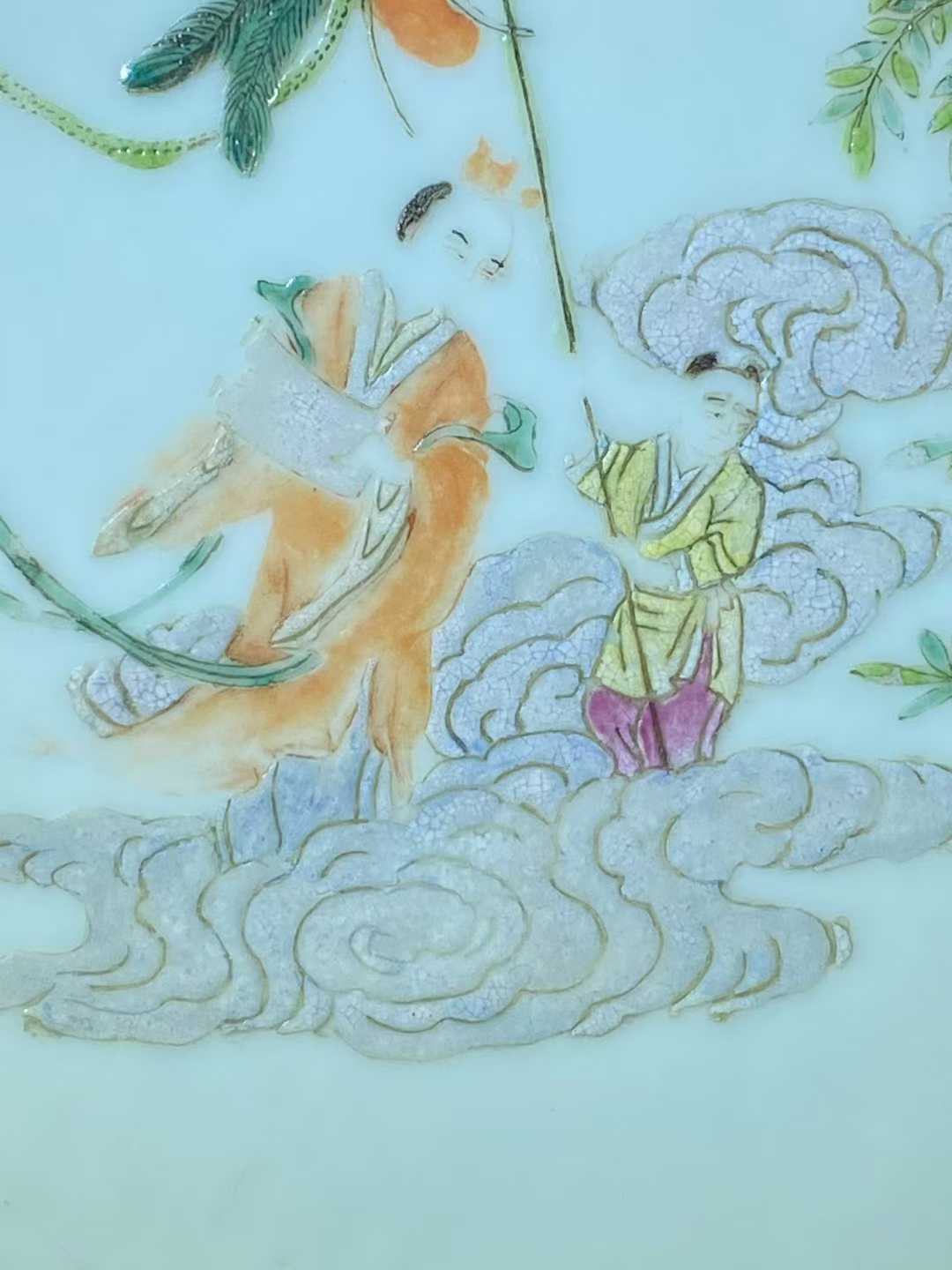 粉彩神仙人物瓷板