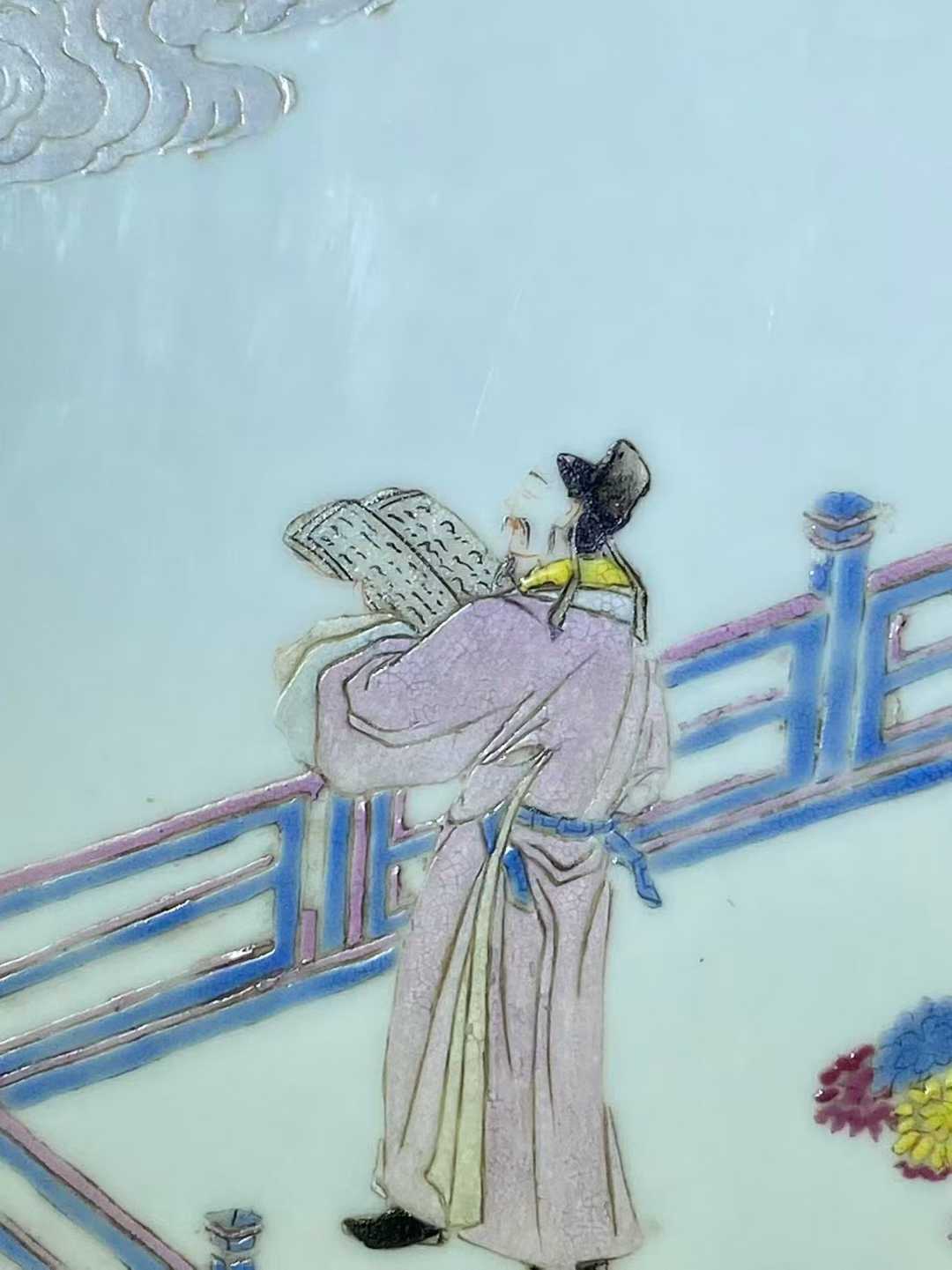 粉彩神仙人物瓷板