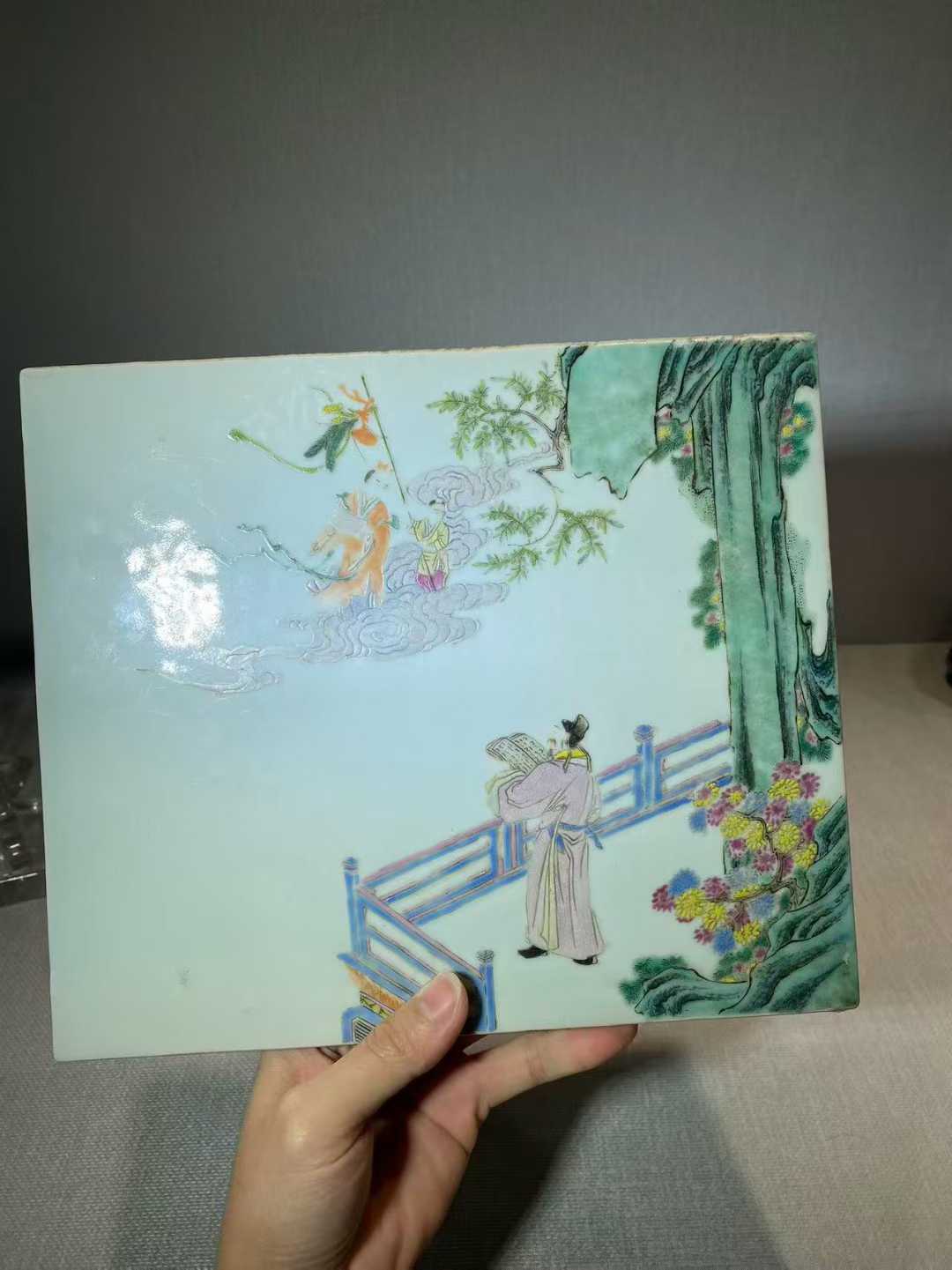 粉彩神仙人物瓷板