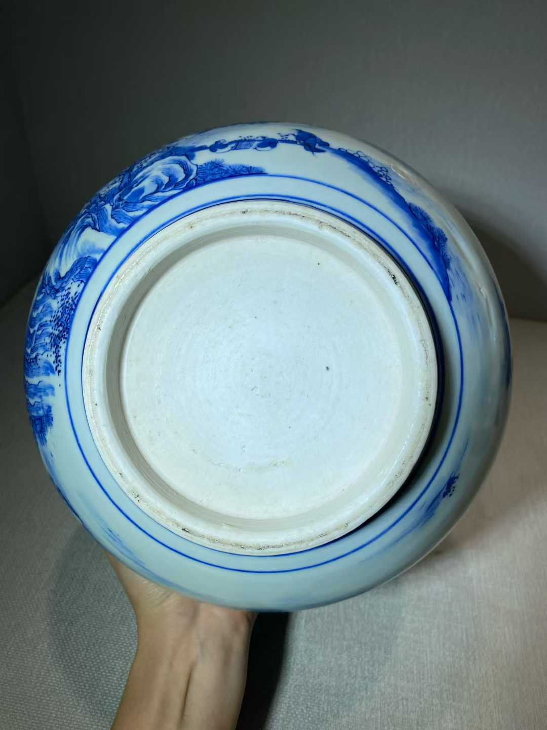 青花山水人物故事香炉