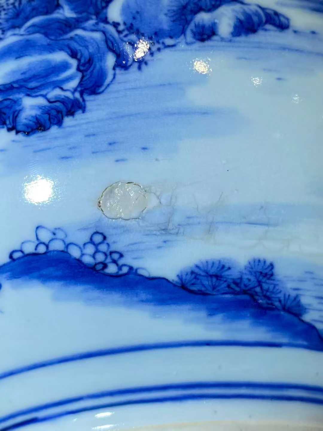 青花山水人物故事香炉