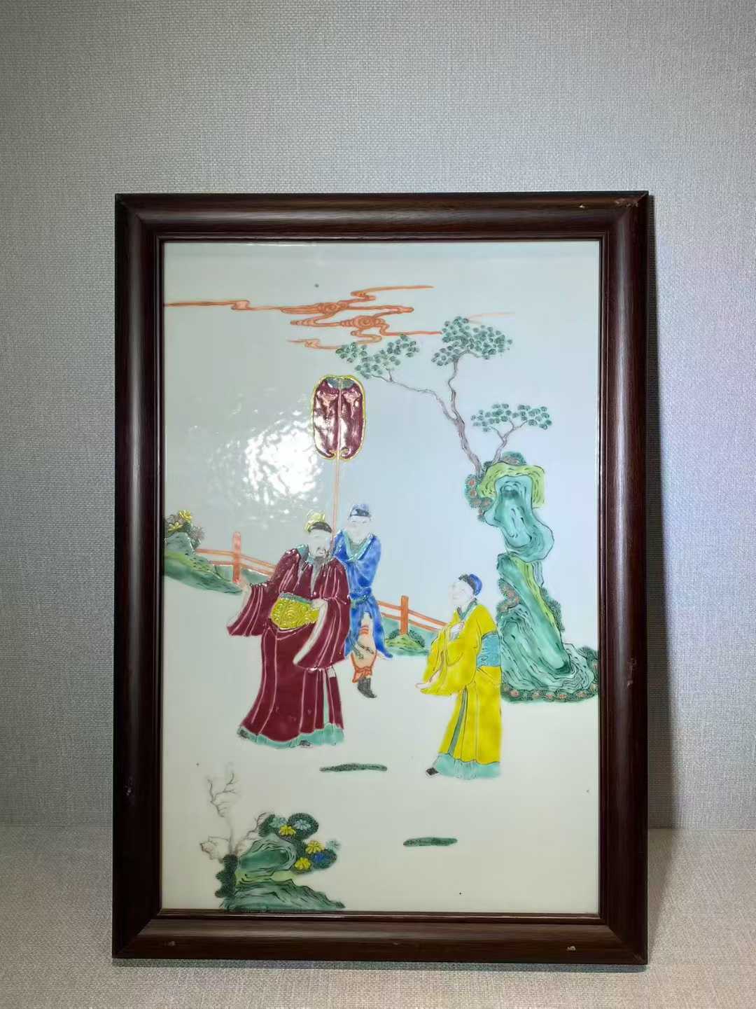 粉彩人物故事瓷板
