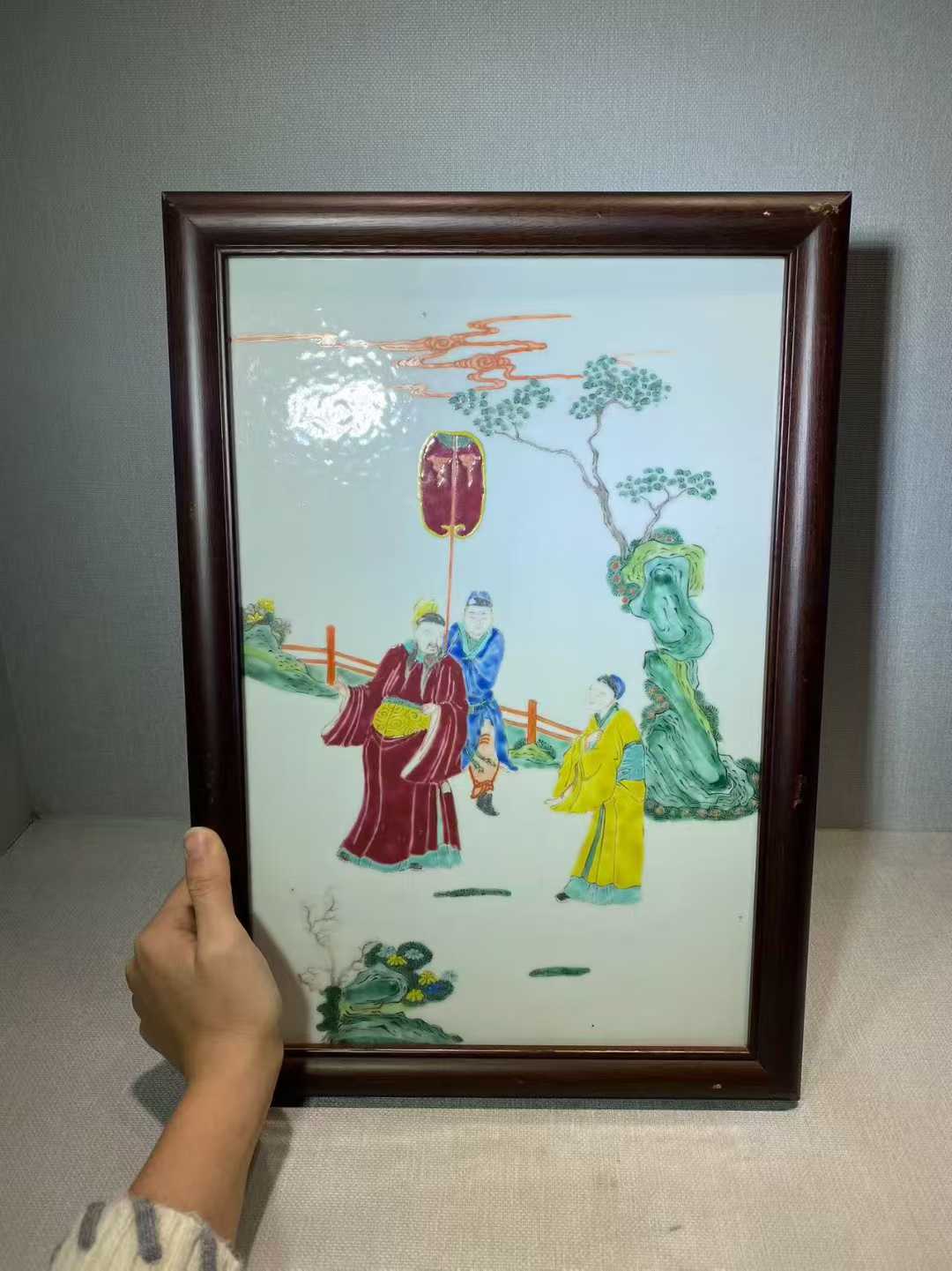 粉彩人物故事瓷板