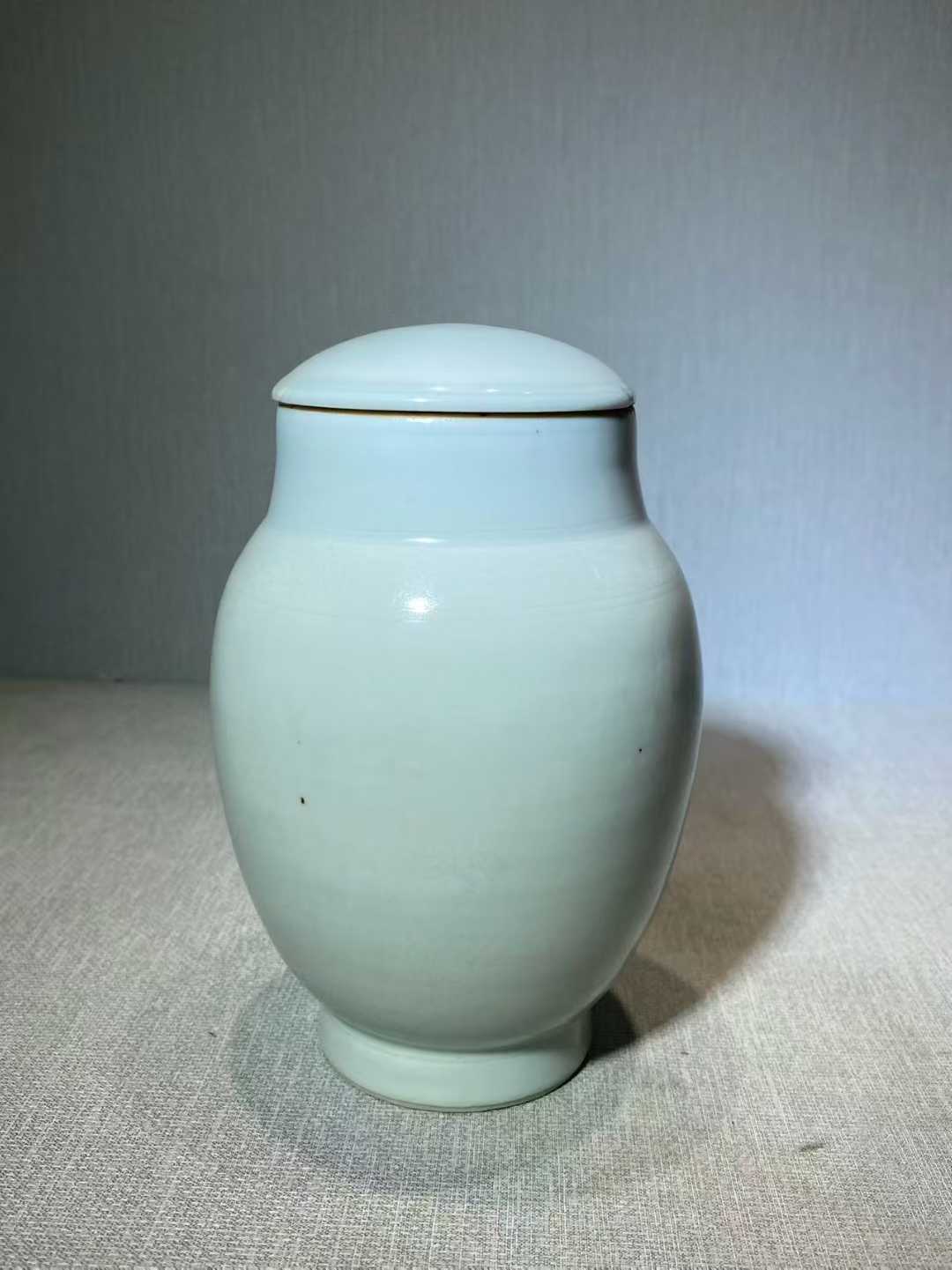 白釉暗刻花鸟纹莲子罐