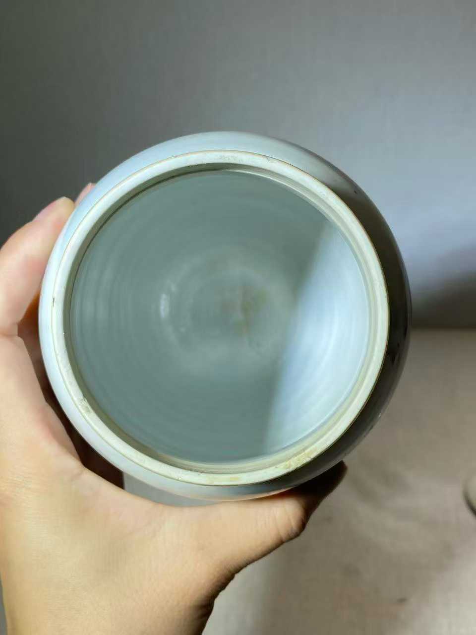 白釉暗刻花鸟纹莲子罐