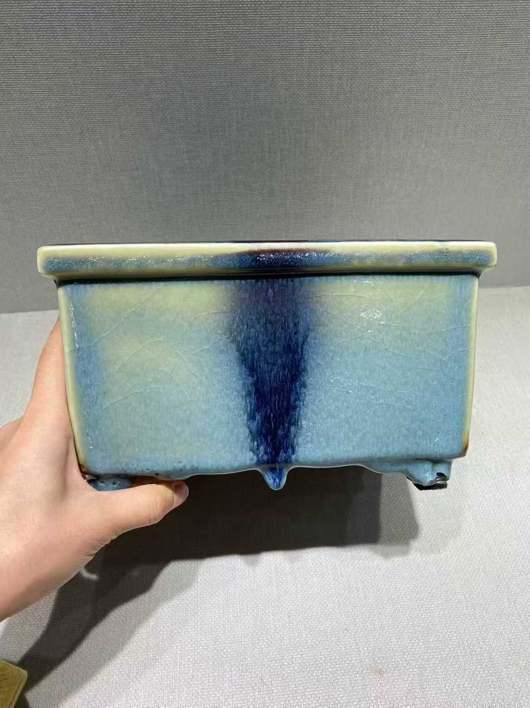 钧釉四方花盆