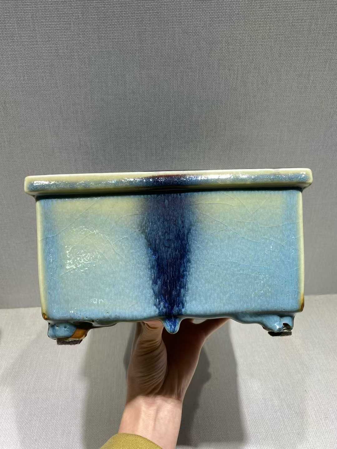 钧釉四方花盆