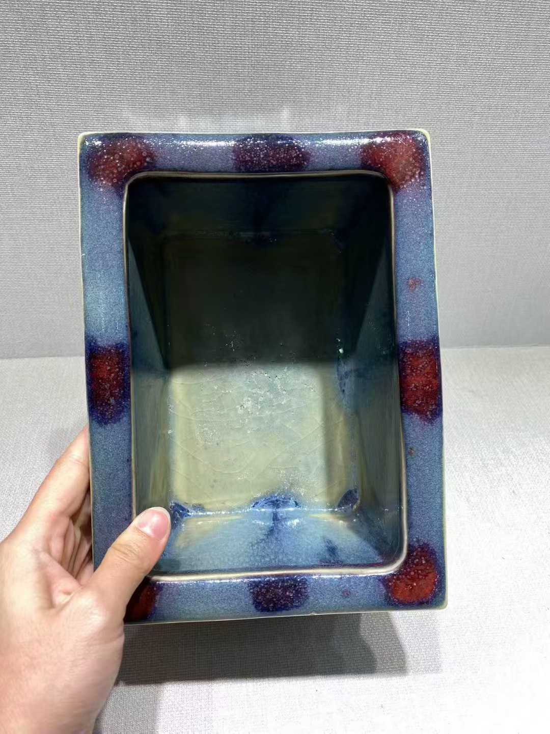 钧釉四方花盆