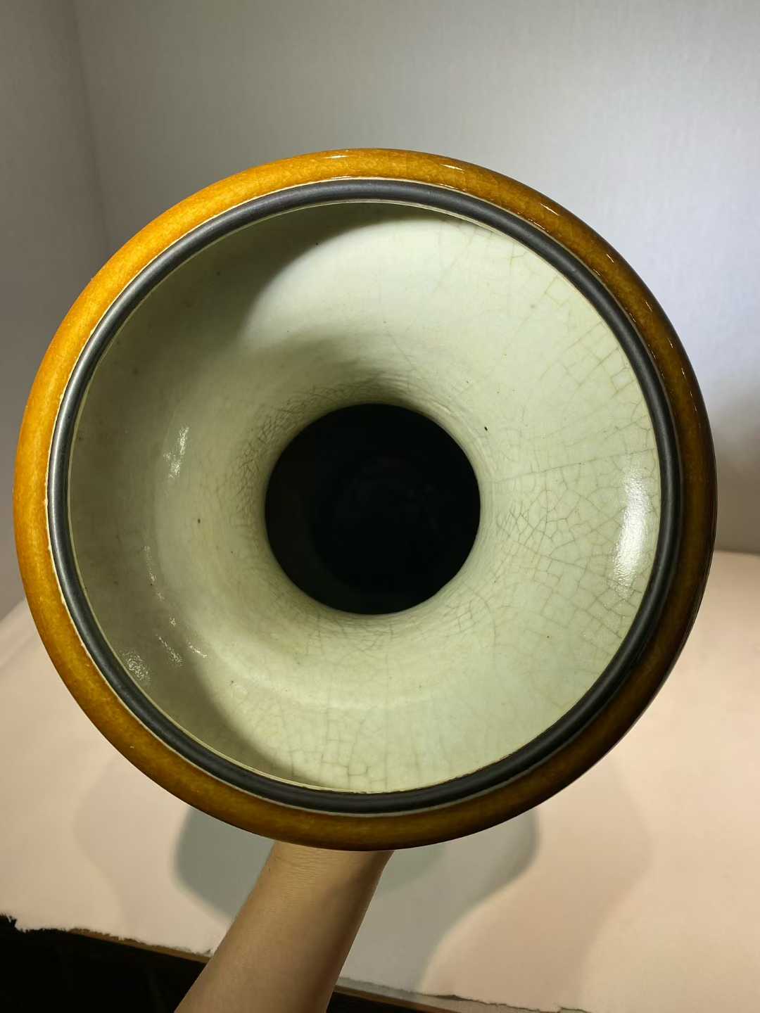 三色哥釉青花花鸟纹铺首大瓶一对