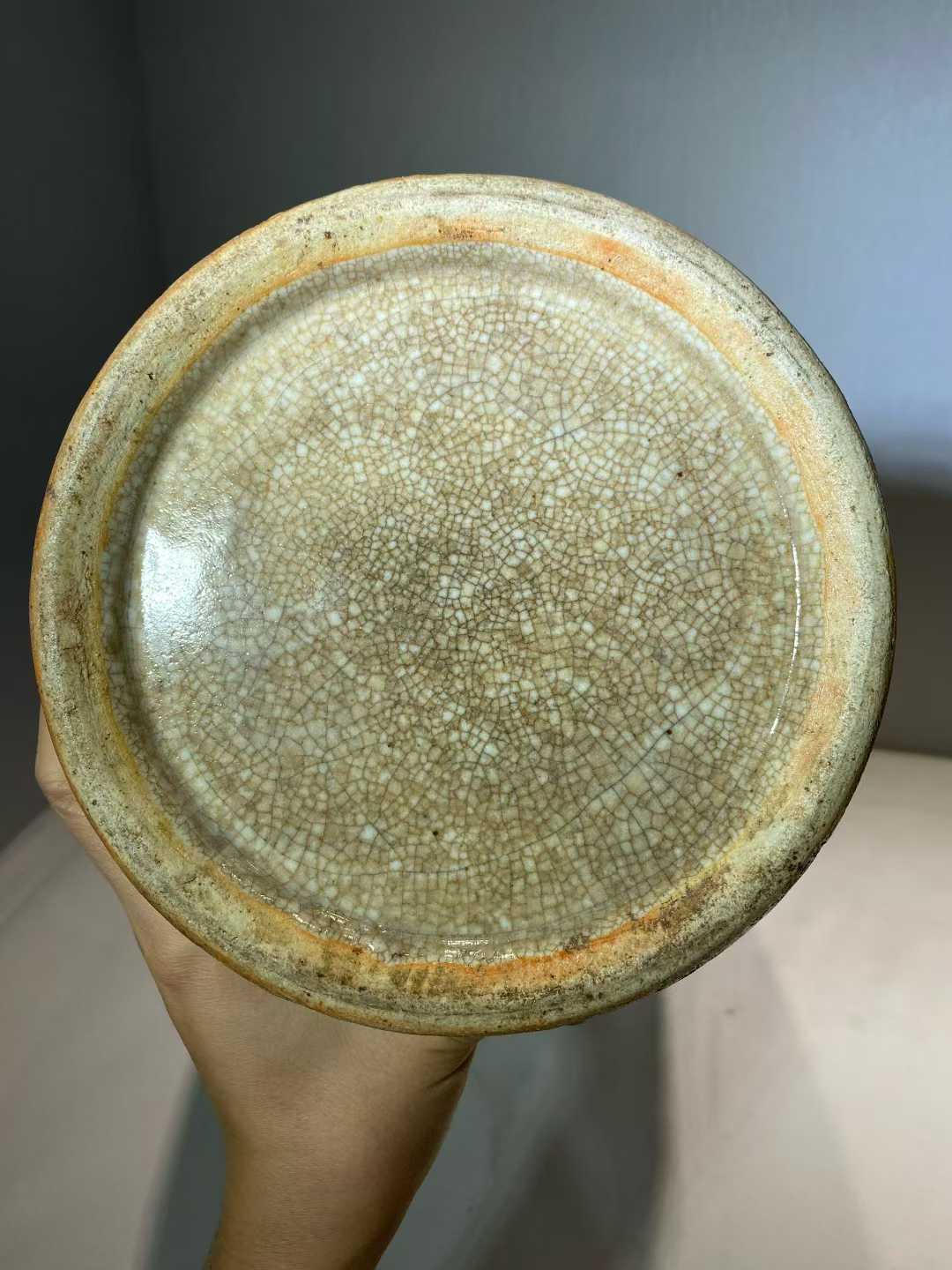 三色哥釉青花花鸟纹铺首大瓶一对