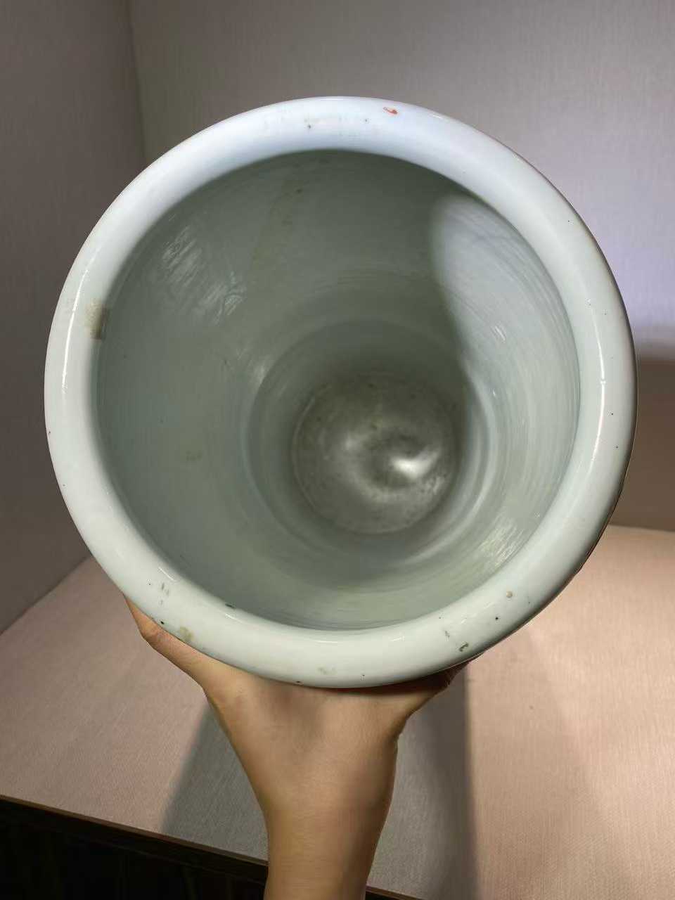 五彩洞石锦鸡牡丹纹大箭筒