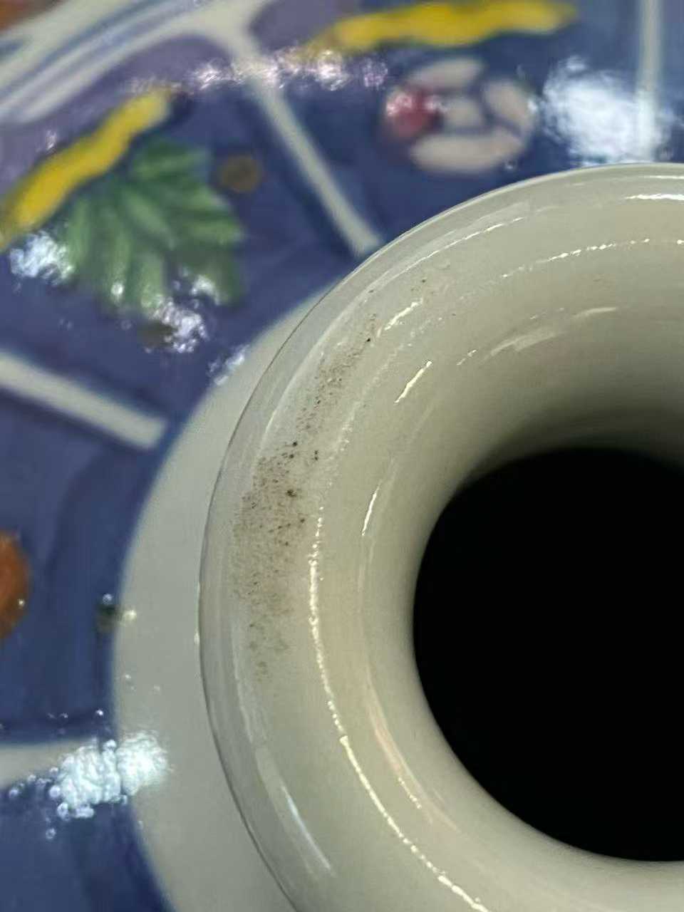 青花加彩缠枝莲纹梅瓶 款：大清雍正年制