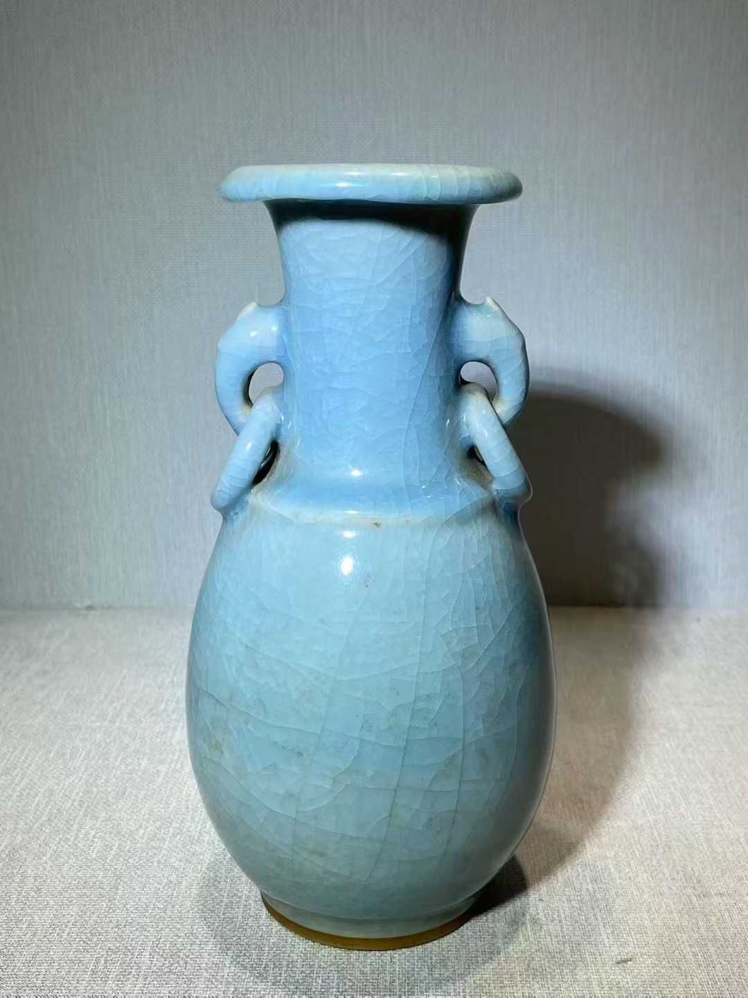 蓝哥釉双环耳瓶