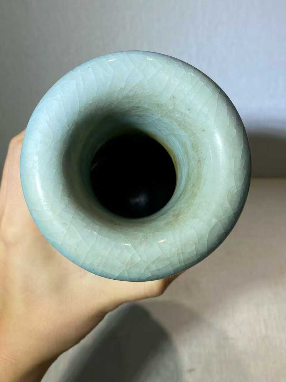 蓝哥釉双环耳瓶