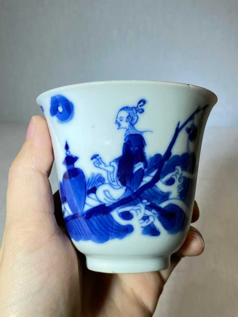 青花仙人乘槎铃铛杯