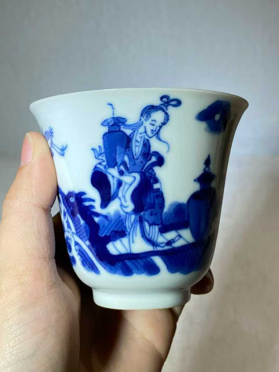 青花仙人乘槎铃铛杯