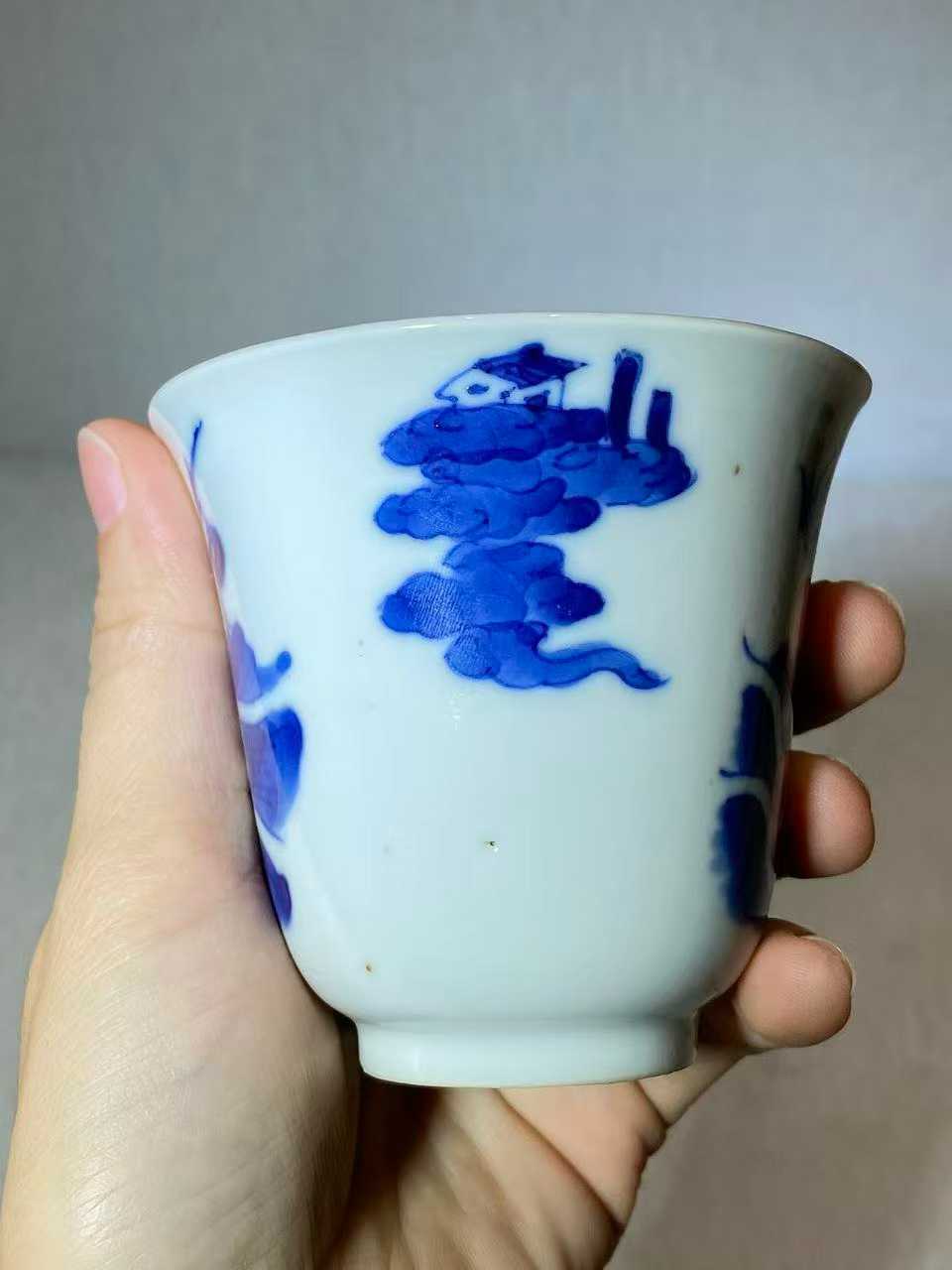 青花仙人乘槎铃铛杯