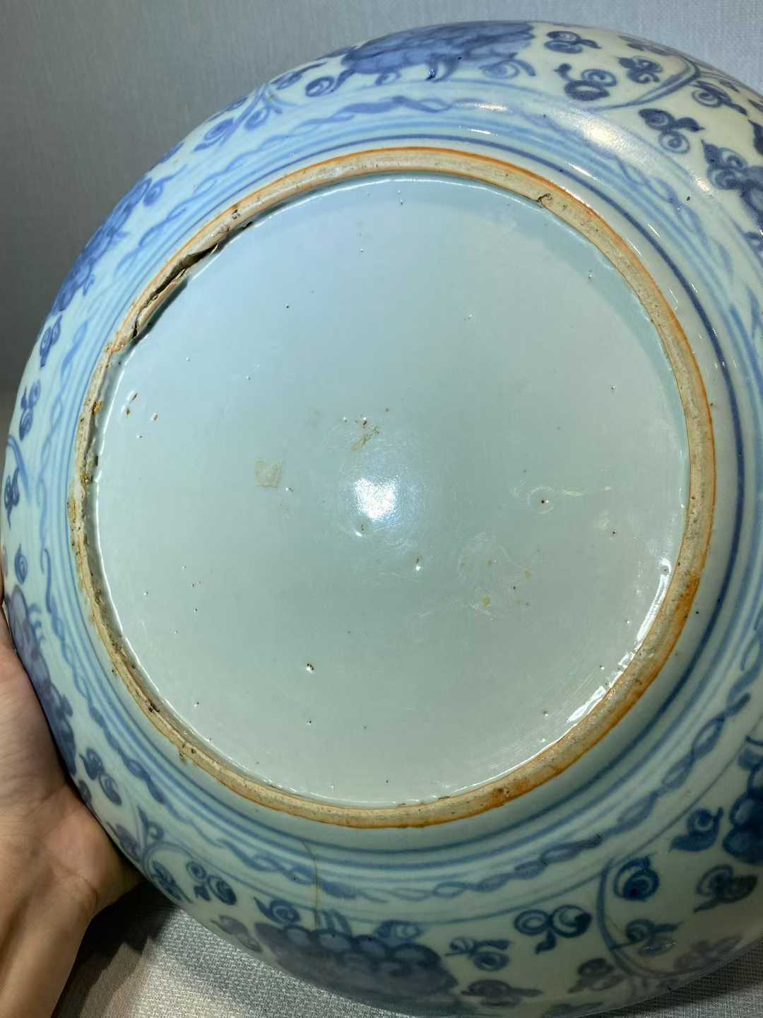 青花孔雀牡丹纹盘