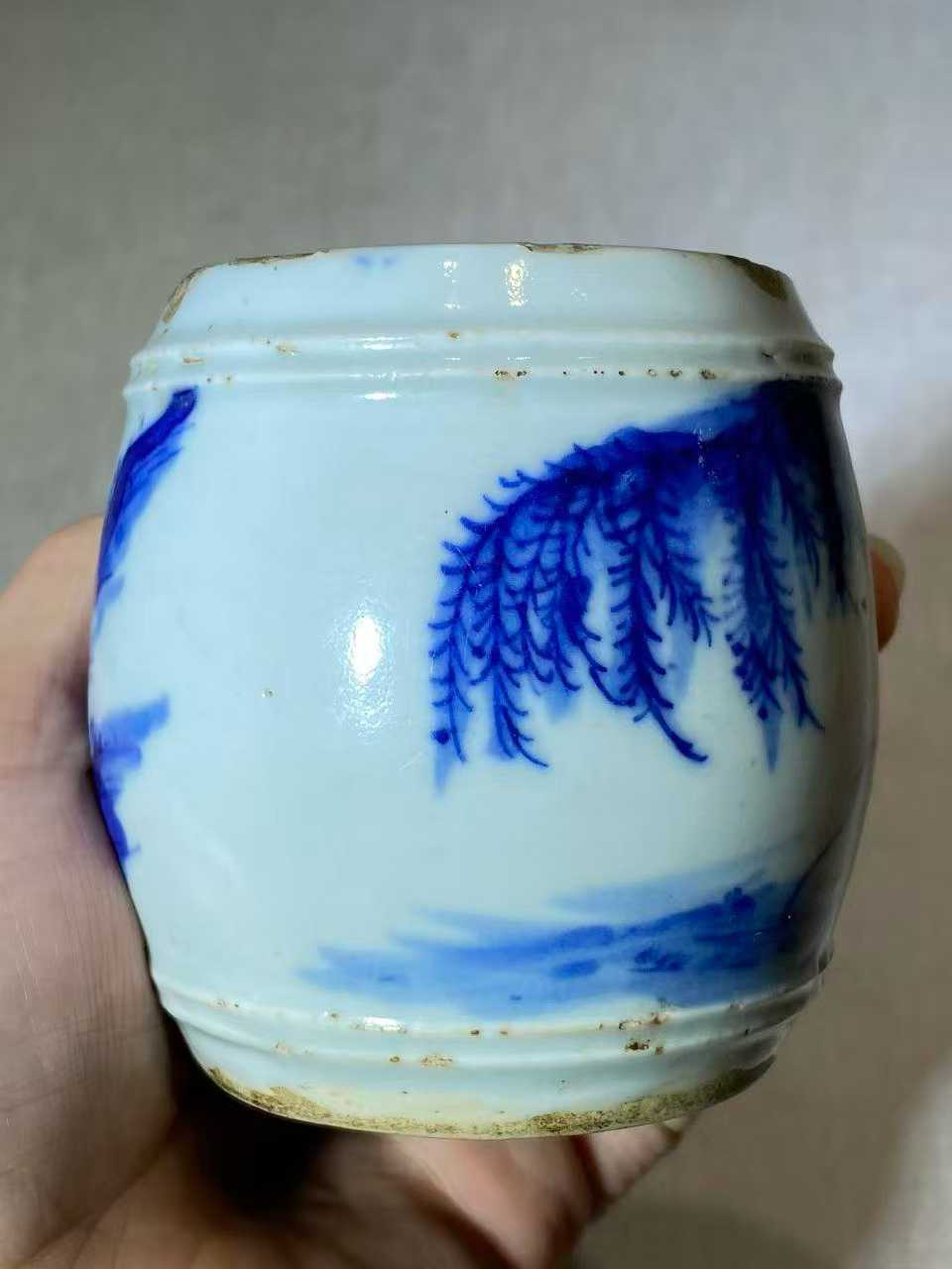 青花文王访贤烛台