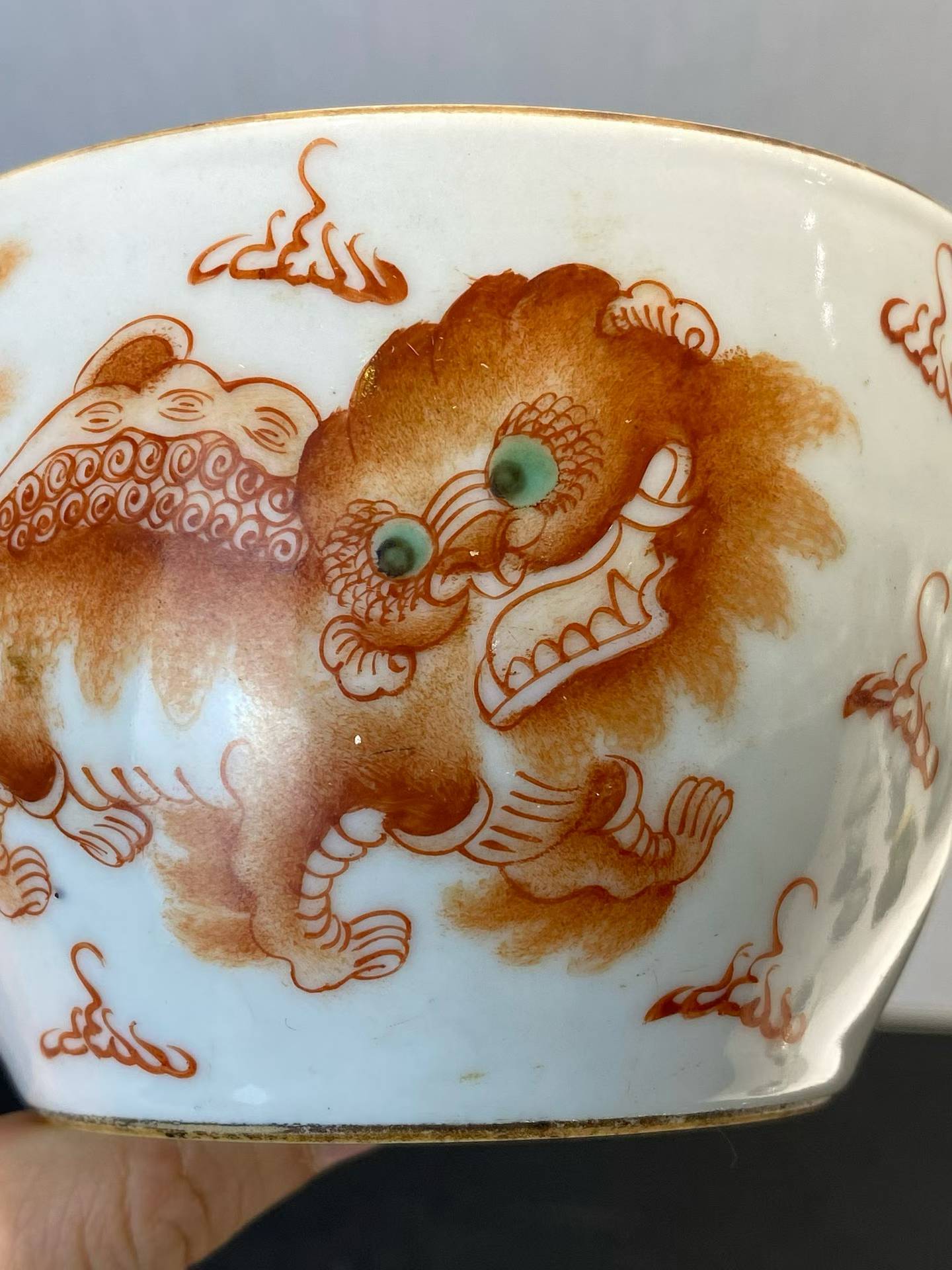 矾红墨彩太师少保诗文盖缸